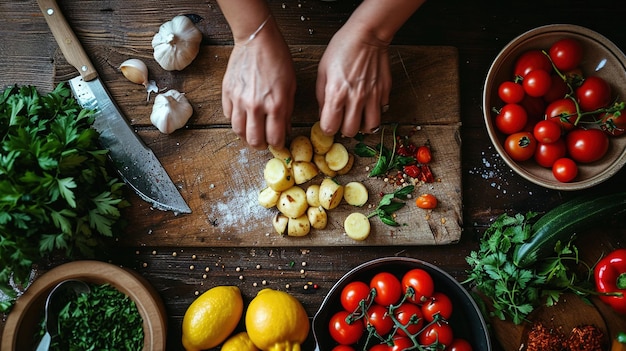 Kucharz przygotowujący prosty posiłek